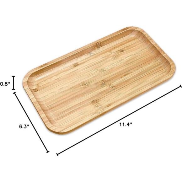 Bamboo Serving Tray Rectangular Natural Minimalist Coffee Tea Food Kitchen Decor - Picture 3 of 8